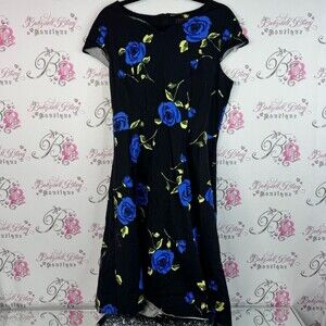 Dress tells dress roses blue green Chic Black Dress with Blue Floral Design